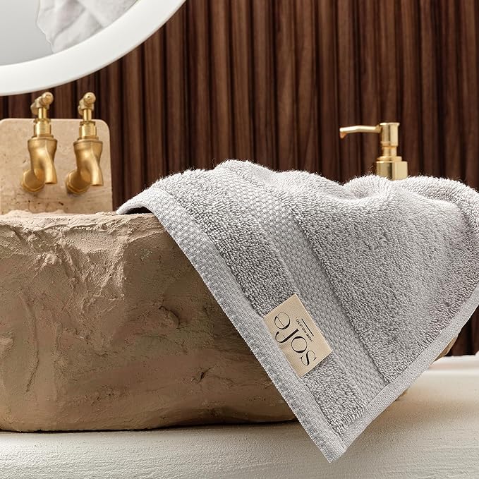 SOFE H&L | Olea Luxury Turkish Cotton Hand Towels Set of 4 Cool Gray | Premium, Soft, Durable, Absorbent | Hotel Quality Plush Towels and Thick Towel Sets