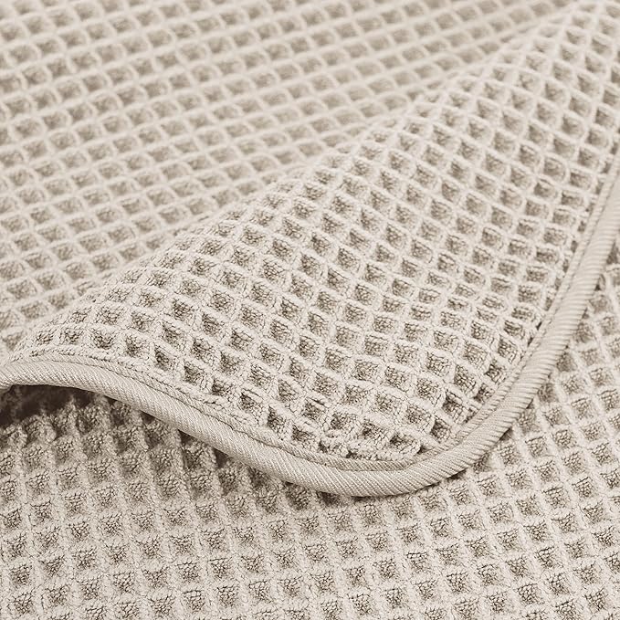 POLYTE 430 GSM Microfiber Quick Dry Lint Free Bath Sheet, 70 x 35 in, Set of 2 (Waffle Weave)