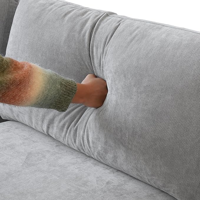 WJShome Modern Middle Module Couch for Living Room, Cushion Covers Removable, Minimalist Comfy Breathable Sofa,Gray