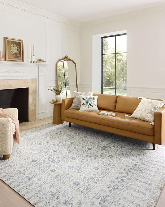 Loloi Rifle Paper Co. Maison Collection MAO-03 Rosette Ivory 5'-0" x 7'-6", .19" Pile Height, Area Rug