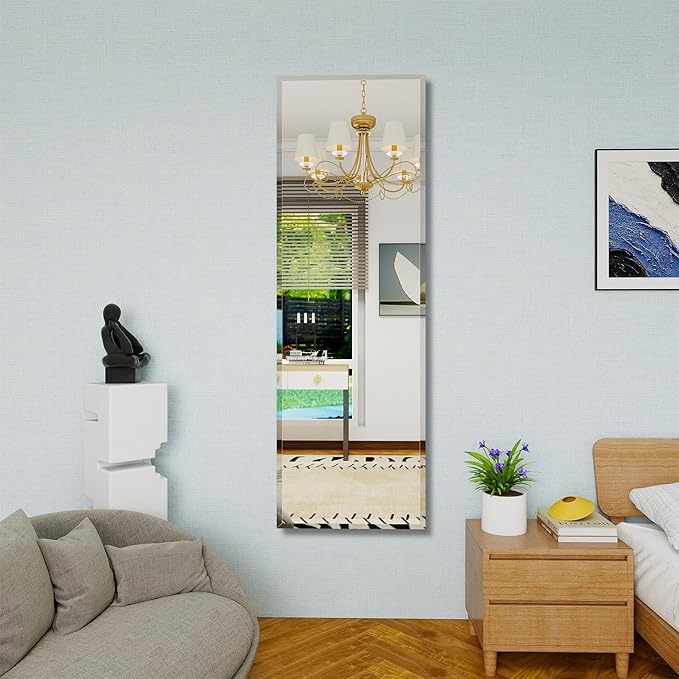 Full Length Mirror Door Hanging, 56X16 Full Length Hanging,Beveled Mirror Frameless，Bedroom, Wardrobe, Door (56 * 16 Inch)