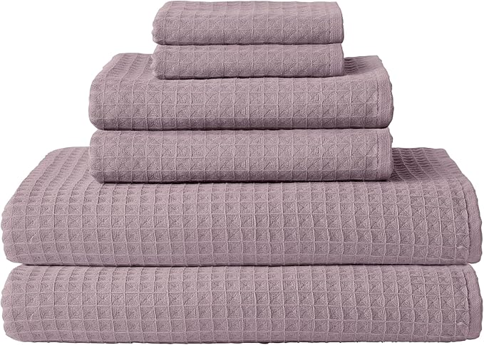 UCHINO Waffle Twist Cotton Weave Hand Towel for Bathroom Lightweight Absorbent Quick Dry Honeycomb Texture Solid Terry Loop Reverse 20" x 30", 1 Hand Towel, Orchid Purple