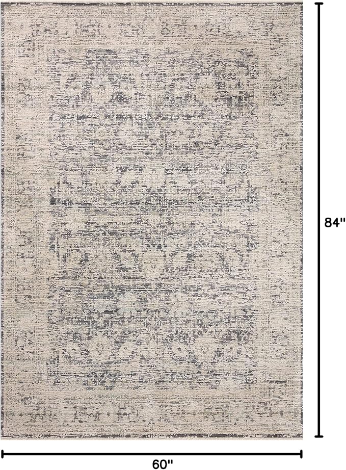 Loloi Amber Lewis Alie Collection ALE-05 Charcoal/Beige 5'-3'' x 7'-9'', .13'' Pile Height, Area Rug