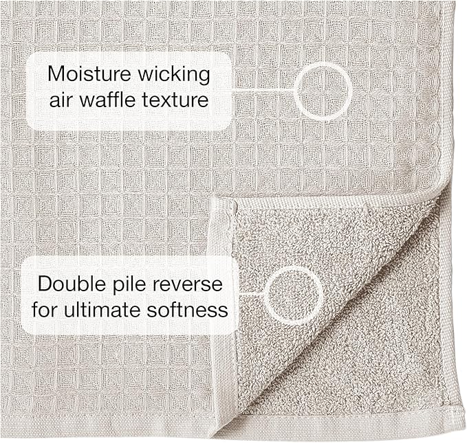 UCHINO Waffle Twist Cotton Weave Washcloth Towel for Bathroom Lightweight Absorbent Quick Dry Honeycomb Texture Solid Terry Loop Reverse 13" x 13", 1 Wash Cloth, Linen