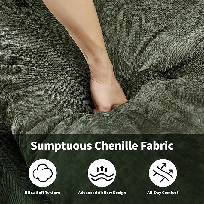 84" Loveseat Sofa, Modern Couches for Living Room,Double-Layer Cushion Cloud Couch with Deep Seat,Super Comfy Chenille Sofas,Sturdy Frame, Easy Assembly for Bedroom, Apartment, Office, Green