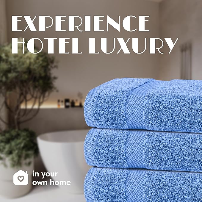 Wealuxe Light Blue Bath Towels 24x50 Inch, Cotton Towel Set for Bathroom, Hotel, Gym, Spa, Soft Extra Absorbent Quick Dry 6 Pack