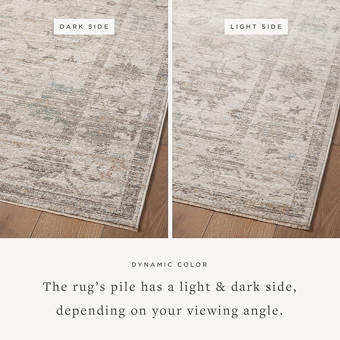 Loloi Magnolia Home by Joanna Gaines Millie Collection MIE-01 Silver/Dove 3'-6" x 5'-6", .25" Pile Height, Accent Rug