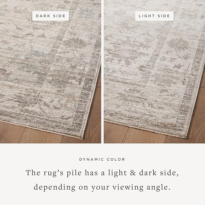 Loloi Magnolia Home by Joanna Gaines Millie Collection MIE-01 Silver/Dove 11'-6" x 15'-7", .25" Pile Height, Area Rug