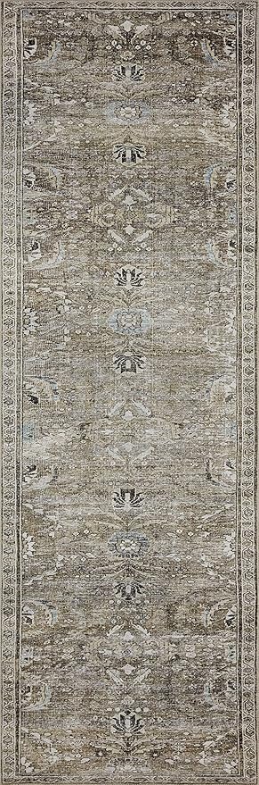 Loloi Layla Collection LAY-13 Antique/Moss 9'-0" x 12'-0" .13" Thick Area Rug, Soft, Durable, Vintage Inspired, Distressed, Low Pile, Non-Shedding, Easy Clean, Printed, Living Room Rug