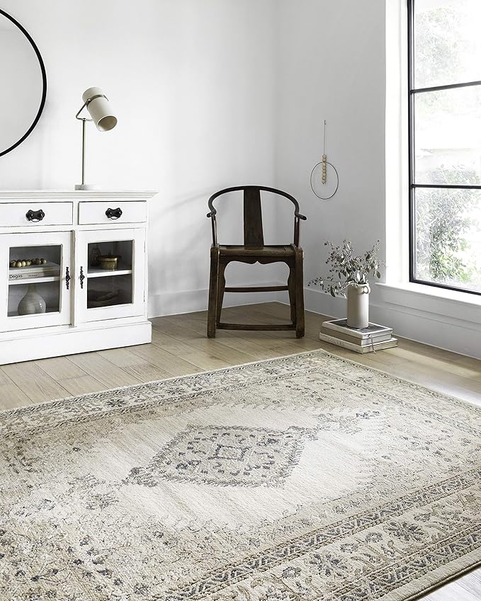 Loloi Teagan Collection TEA-02 Oatmeal/Ivory 11'-6" x 15' Area Rug, Large, Soft Neutral Rug, High-Traffic for Living Room, Bedroom, Home Office, Dining Area