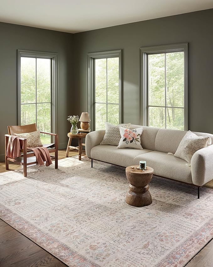 Loloi Rifle Paper Co. Maison Collection MAO-08 Cream 5'-0" x 5'-0" Round, .19" Pile Height, Accent Rug