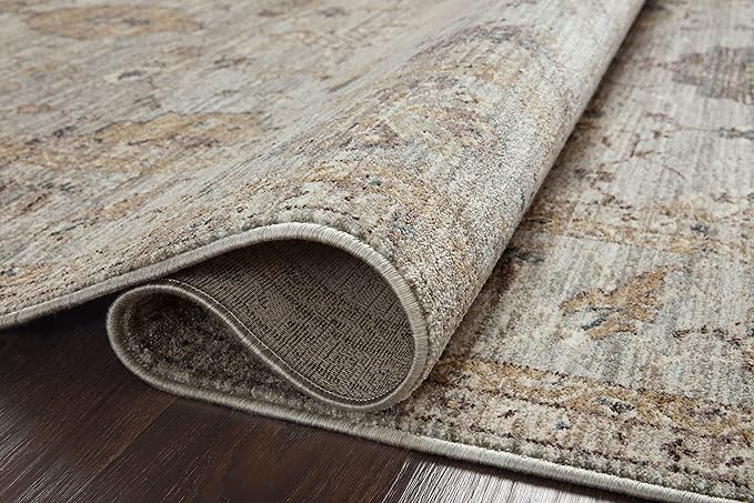 Loloi Magnolia Home by Joanna Gaines Millie Collection MIE-02 Sky/Gold 2'-7" x 12'-0", .25" Pile Height, Runner Rug