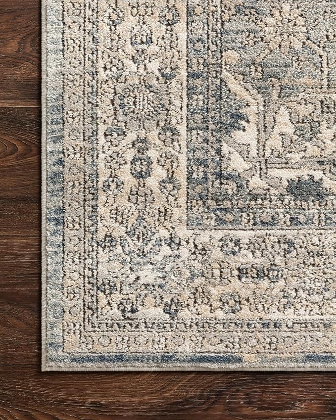 Loloi Teagan Collection TEA-04 Sky/Natural 2'-8" x 7'-6" Runner Rug, Large, Soft Neutral Rug, High-Traffic for Living Room, Bedroom, Home Office, Dining Area
