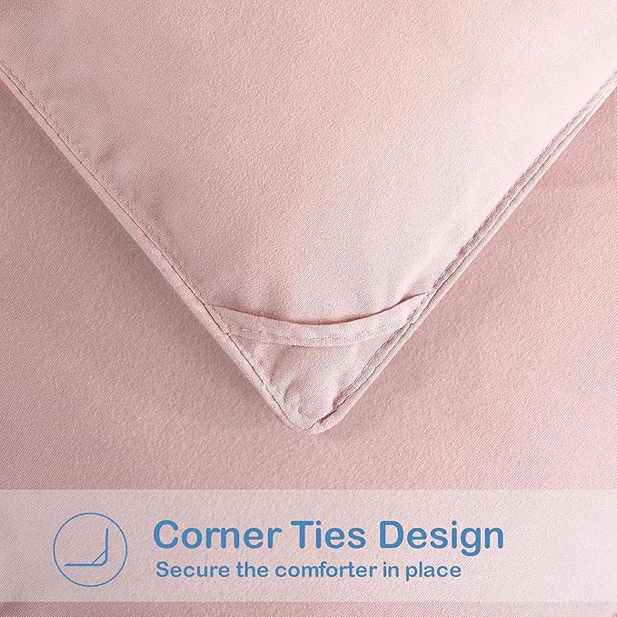 EASELAND California King Down Alternative Comforter - Quilted Duvet Insert for All Seasons, Soft Lightweight with Corner Tabs, Summer Winter Warm Bedding, Pink 96x104 Inches