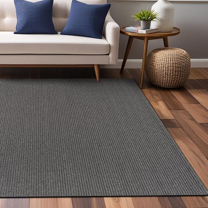 Non Slip Gray Solid Rubber Back Thing Rug for Living Room 4x6 Area Rugs for Kitchen, Rugs for Bedroom, Stain Resistant Easy Cleaning Non Shedding Carpet Gray 4 x 6