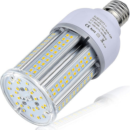 32W LED Light Bulb, E26 Base with E27 Adapter, 5000K 5000LM LED Light Bulb for Garage Warehouse Workshop Barn (32Watts)
