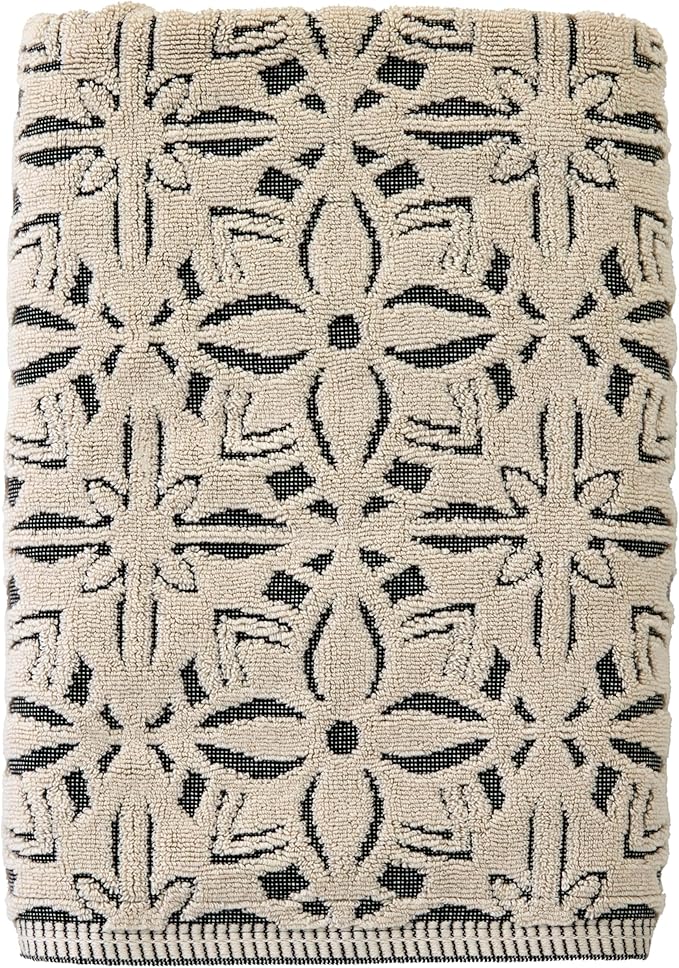 SKL Home Lisbon 100% Cotton Premium Bath Towel, 600 GSM, Soft & Absorbent, Reversible Jacquard, Black