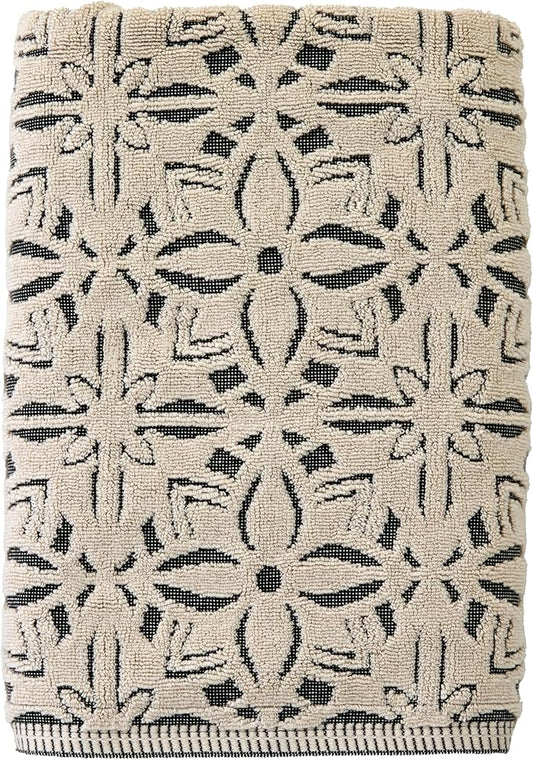 SKL Home Lisbon 100% Cotton Premium Bath Towel, 600 GSM, Soft & Absorbent, Reversible Jacquard, Black
