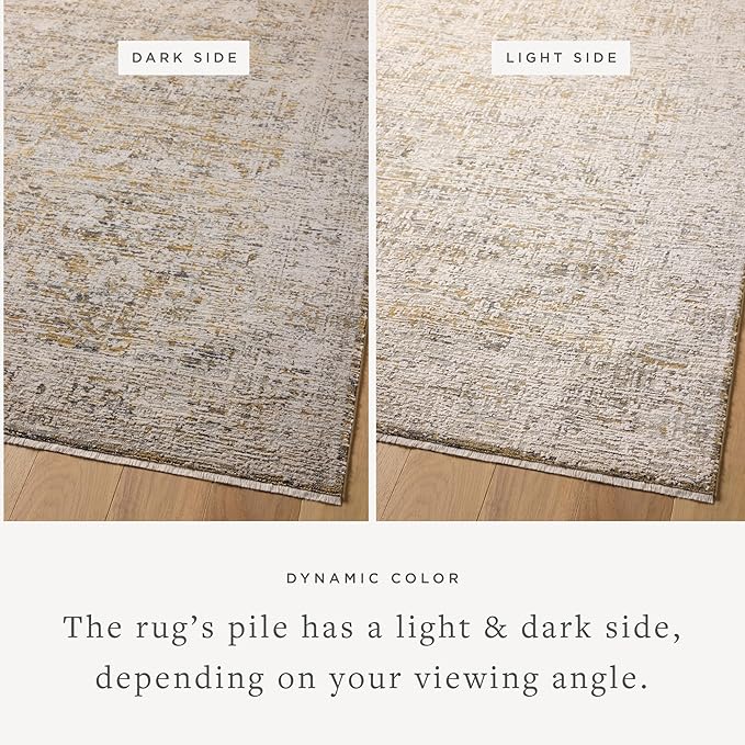Loloi Amber Lewis Alie Collection ALE-05 Gold/Beige 5'-3'' x 7'-9'', .13'' Pile Height, Area Rug