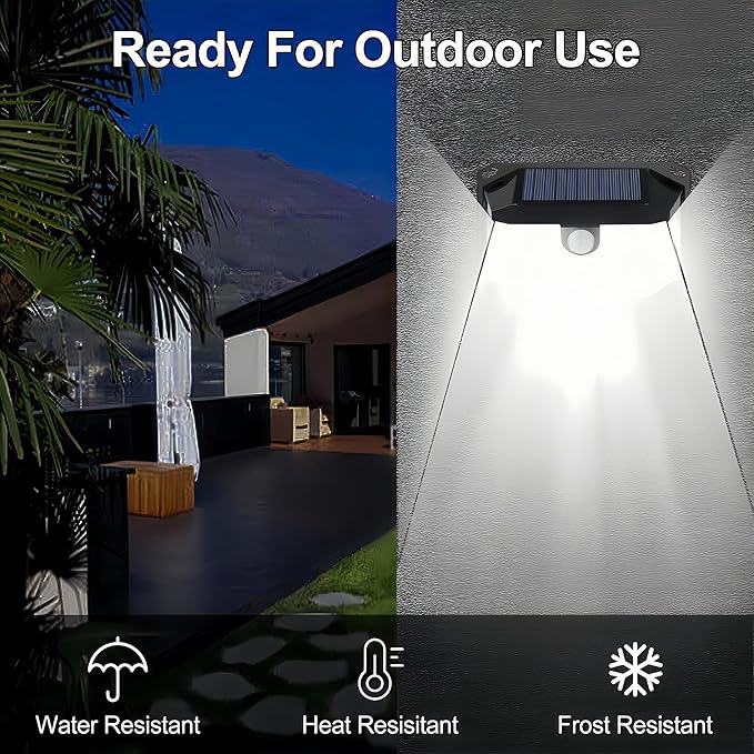 Solar Lights Outdoor 178 LED with Lights Reflector and 3 Lighting Modes, Motion Sensor Wall Lights,IP65 Waterproof Solar Powered for Garden Patio Yard (2Pack)