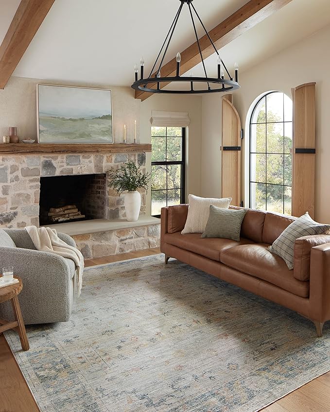 Loloi Magnolia Home by Joanna Gaines Millie Collection MIE-04 Slate/Multi 2'-3" x 3'-10", .25" Pile Height, Accent Rug