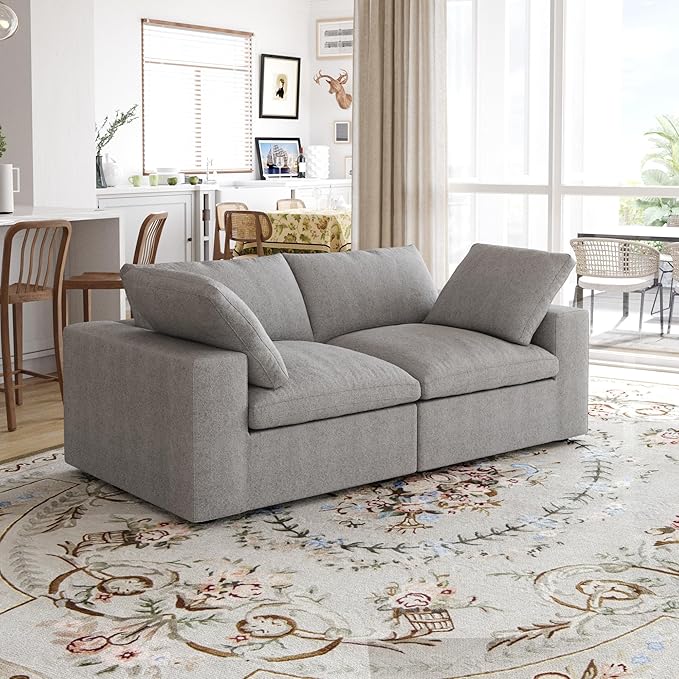 JACH Modular Sectional Couch, Love Seat Sofas, Modern Convertible Cloud Couch, Cushion Covers Removable, Comfy Sectional Sofa for Living Room Apartment (Grey)
