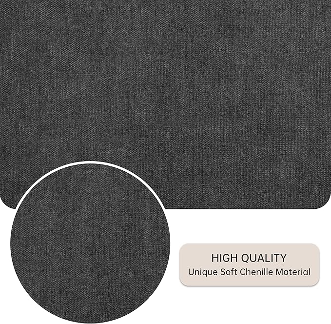 VKNOW Upholstered Dining Chairs Set of 4, Modern Dining Room Chairs, Linen Kitchen Chair Dinner Chair with Black Metal Base for Kitchen Office, Dark Grey-Unstriped