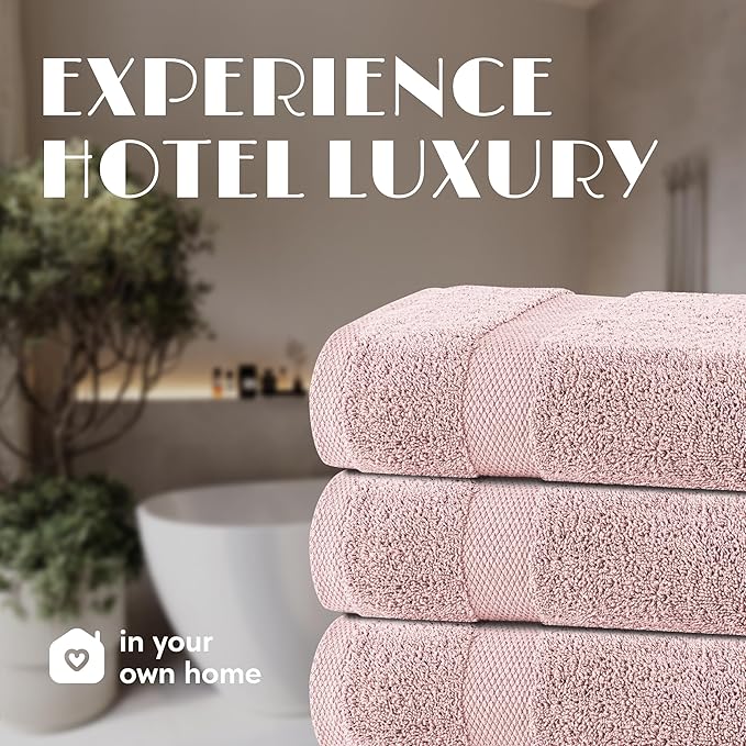 Wealuxe Pink Bath Towels 24x50 Inch, Cotton Towel Set for Bathroom, Hotel, Gym, Spa, Soft Extra Absorbent Quick Dry 6 Pack