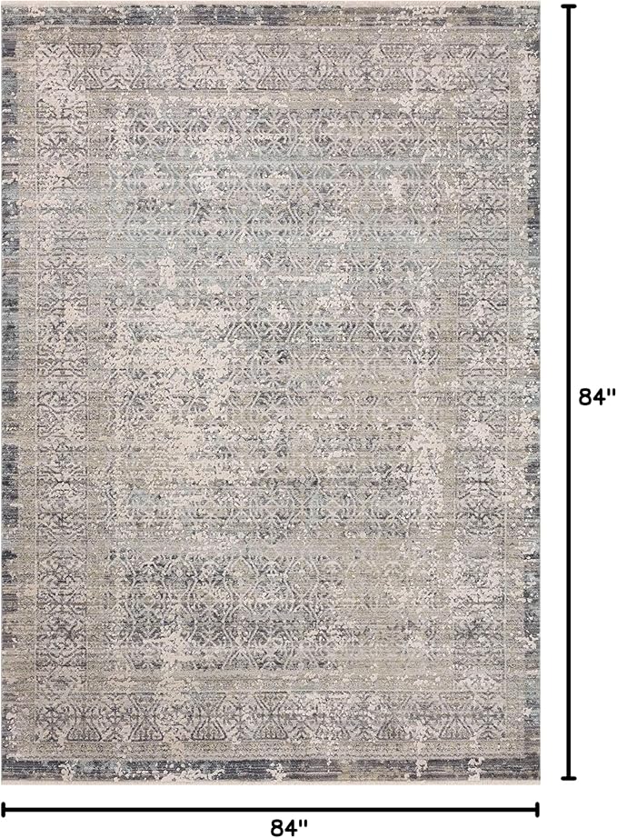 Loloi Amber Lewis Alie Collection ALE-04 Sky/Stone 7'-10'' x 7'-10'', .13'' Pile Height, Round Area Rug