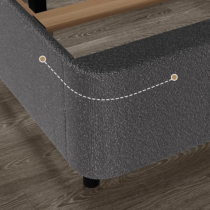 HOMBCK King Size Bed Frame, Boucle Upholstered Bed Frames and Headboard, Soft Bed Frame King with Thickened Footboard, Rounded Corners, No Box Spring Needed, Easy Assembly, Grey