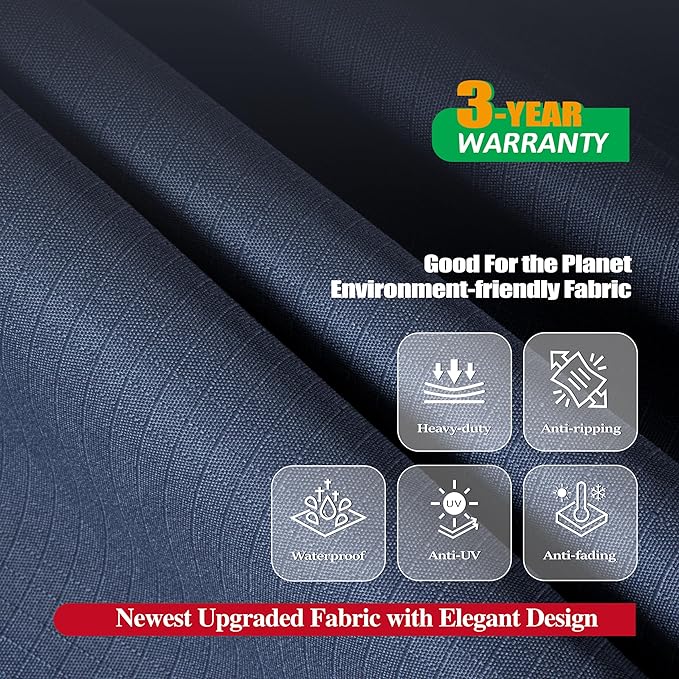 F&J Outdoors Patio Chair Covers, Heavy Duty Waterproof UV Resistant Outdoor Stackable Chair High Back Chair Cover, Grey, 27" W x 37" D x 47" H