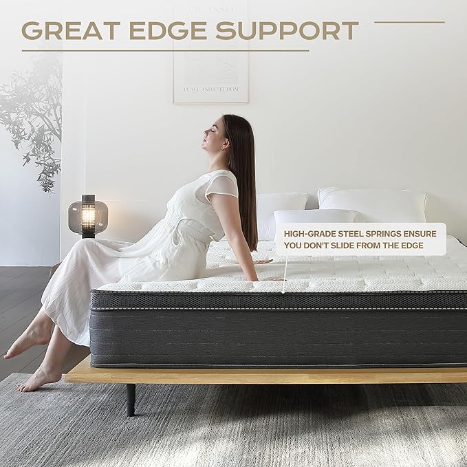 Hybrid Mattress King Size, 12 Inch Soft King with Hybrid Bed Mattress in a Box with Individual Pocketed Spring, Motion lsolation, Cooling and Breathable Fabric