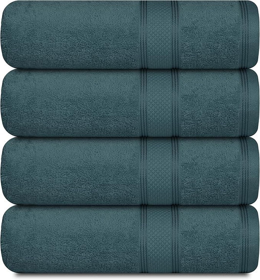Casa Lino Face Towels & Body Wash Cloths for Showering - 100% Cotton Wash Cloths for Bathroom - Highly Absorbent & Quick Drying Washcloth Set - Cotton Washcloths 24 Pack (12" x 12") - (Teal)