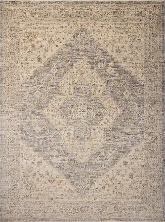 Loloi Magnolia Home by Joanna Gaines Junie Collection JUE-05 Denim/Natural 9'-6" x 9'-6", .38" Pile Height, Round Area Rug