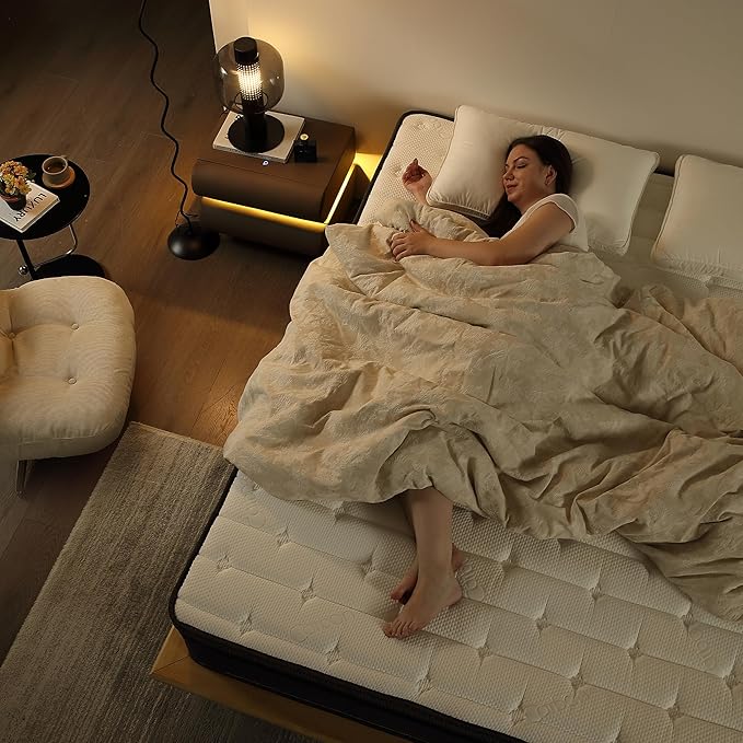 14 Inch Cal King Hybrid Mattress, Medium-Firm, Pressure Relief & Motion Isolation Memory Foam w/Pocket Springs, Cooling, Hypoallergenic, Ideal for Back Pain, Side Sleepers, Plus-Size Sleepers