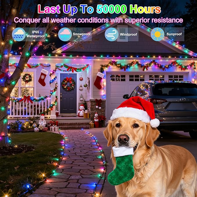 470FT 1500LED Christmas Lights, 12 Modes Multicolor Outdoor String Lights with Timer & Dimmable, Waterproof Green Wire Christmas String Lights for Indoor Tree Xmas Patio Fence Wedding Party Decor