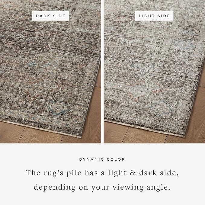 Loloi Magnolia Home by Joanna Gaines Millie Collection MIE-03 Charcoal/Dove 2'-7" x 12'-0", .25" Pile Height, Runner Rug
