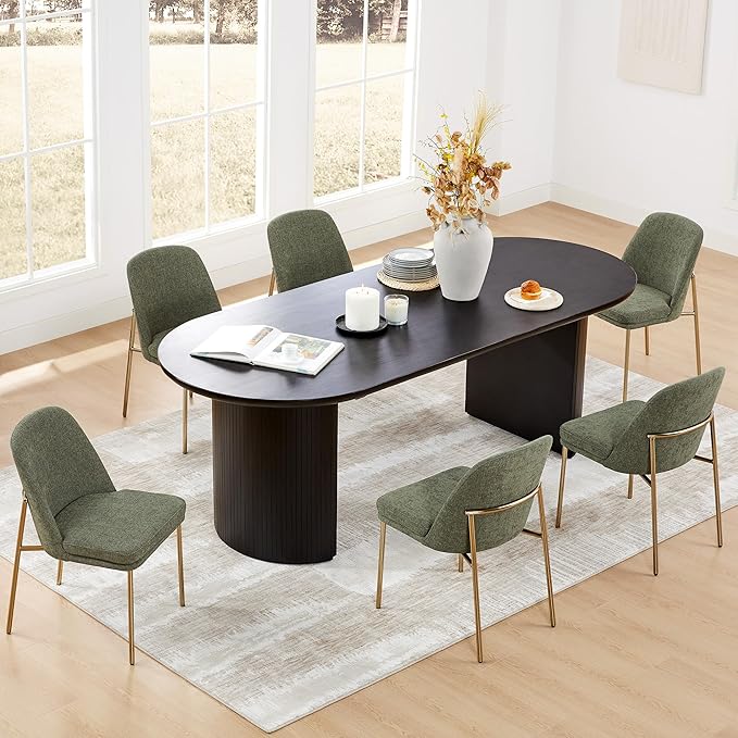 CHITA Modern Dining Chairs Set of 2, FSC Certified Metal Dining Chair for Dining Room, Moss Green
