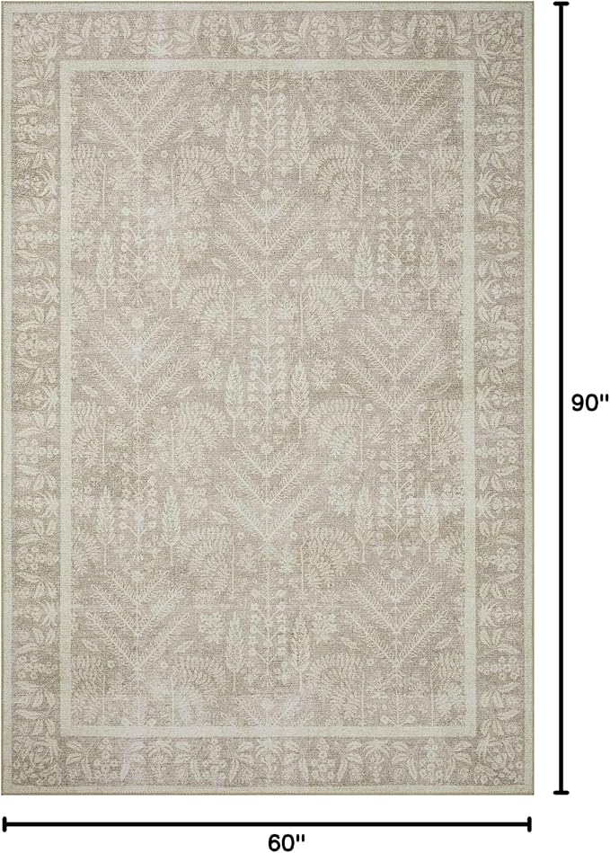 Loloi Rifle Paper Co. Maison Collection MAO-02 Bough Natural 5'-0" x 7'-6", .19" Pile Height, Area Rug