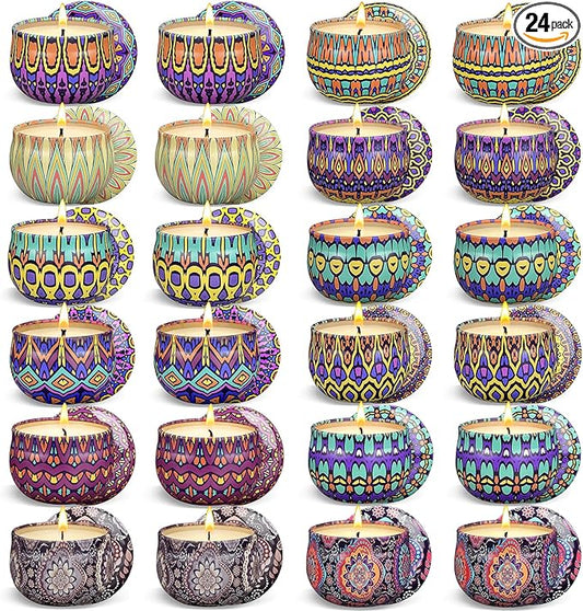 Scented Candles Gift Set, 12/24/48 Pack Candles for Home Scented, Long Lasting Soy Candle, Birthday Gifts for Women, Aromatherapy Candle for Stress Relief, Relaxation, Bath, Yoga