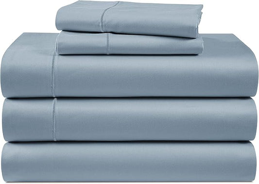 LANE LINEN 100% Egyptian Cotton Split King Bed Sheets for Adjustable Beds - Mercerized Cotton, Sily Finish, No Pill Fade Resistant Split King Bedding Sheets & Pillowcases - French Blue