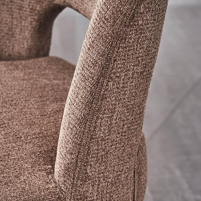 VKNOW Wooden Dining Chairs Set of 6, Modern Fabric Upholstered Dining Room Chair Kitchen Chairs, Farmhouse Dinner Chair for Kitchen Dining Room, Brown