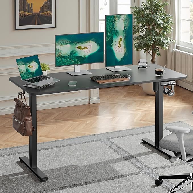 Casaphoria 55 x 24 inches Electric Standing Desk, Sit to Stand Desk with Memory Height Adjustment, Home Office Computer Desk for Writing and Games, Black