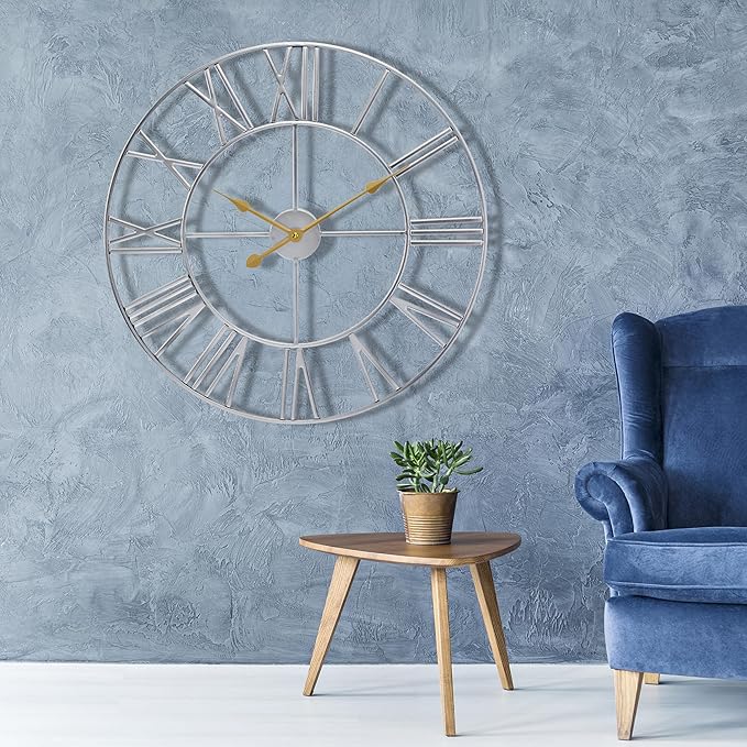 Sorbus Large Wall Clock for Living Room Decor – Easy to Hang 16-Inch Big Wall Clock – Metal Wall Art for Kitchen, Bedroom, Home, Office – Analog Decorative Wall Clock (White)