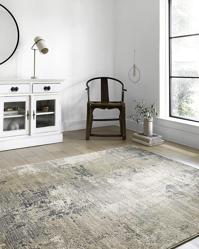 Loloi Teagan Collection TEA-06 Sand/Mist 2'-8" x 4' Accent Rug, Large, Soft Neutral Rug, High-Traffic for Living Room, Bedroom, Home Office, Dining Area
