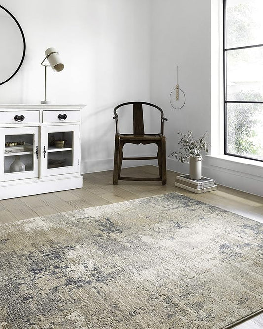 Loloi Teagan Collection TEA-06 Sand/Mist 9'-9" x 13'-6" Area Rug, Large, Soft Neutral Rug, High-Traffic for Living Room, Bedroom, Home Office, Dining Area