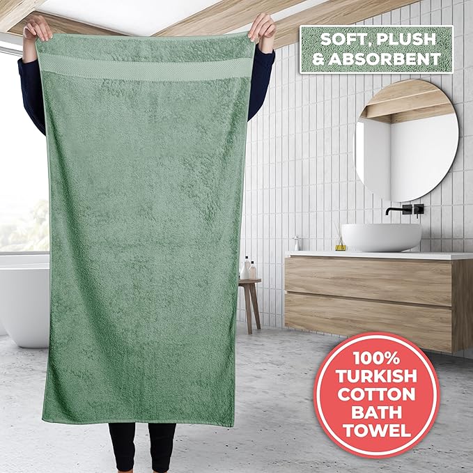 TEXTILOM Bath Towel Set – Hotel and Spa Quality & Soft & Absorbent & Quick Dry Bath Towels for Bathroom – 100% Turkish Cotton Bathroom Towels Set of 4 (27 x 54 inches)- Green