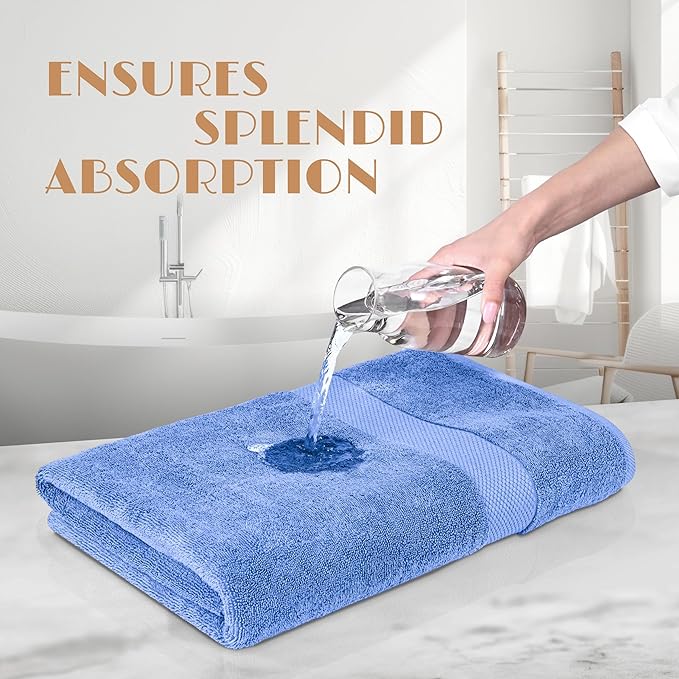Wealuxe Light Blue Bath Towels 24x50 Inch, Cotton Towel Set for Bathroom, Hotel, Gym, Spa, Soft Extra Absorbent Quick Dry 6 Pack