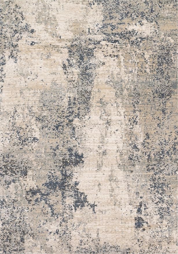 Loloi Teagan Collection TEA-07 Natural/Denim 2'-8" x 4' Accent Rug, Large, Soft Neutral Rug, High-Traffic for Living Room, Bedroom, Home Office, Dining Area
