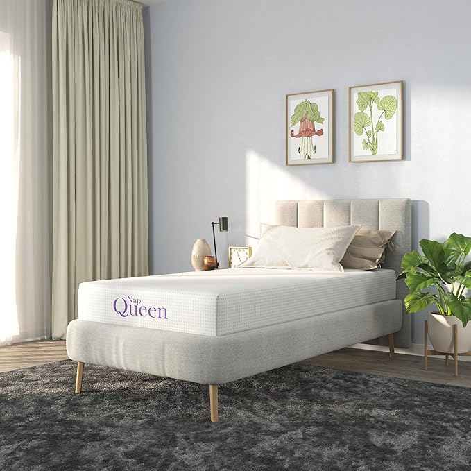 NapQueen 10 Inch Twin-XL Size Mattress, Bamboo Charcoal Memory Foam Mattress, Bed in a Box, White